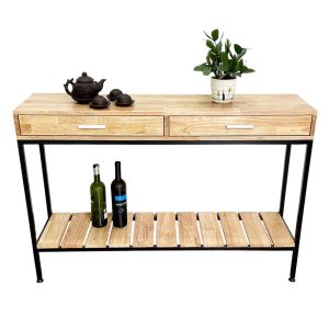 Bàn console 2 tầng có ngăn kéo gỗ khung sắt CST045