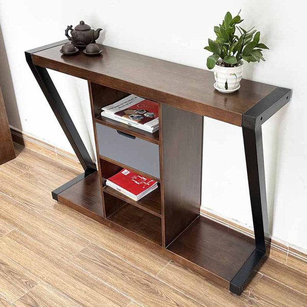Bàn console bàn trang trí mặt gỗ khung sắt CST049
