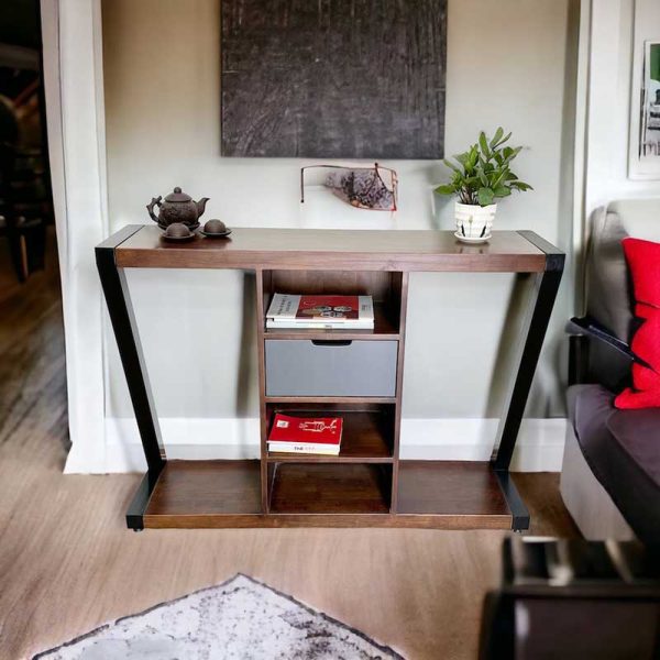 Bàn console bàn trang trí mặt gỗ khung sắt CST049