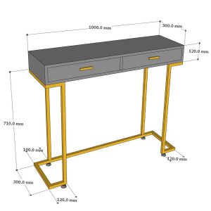 Bàn Console 100x30x85cm gỗ cao su chân sắt CST079