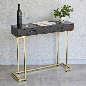 Bàn Console 100x30x85cm gỗ cao su chân sắt CST079