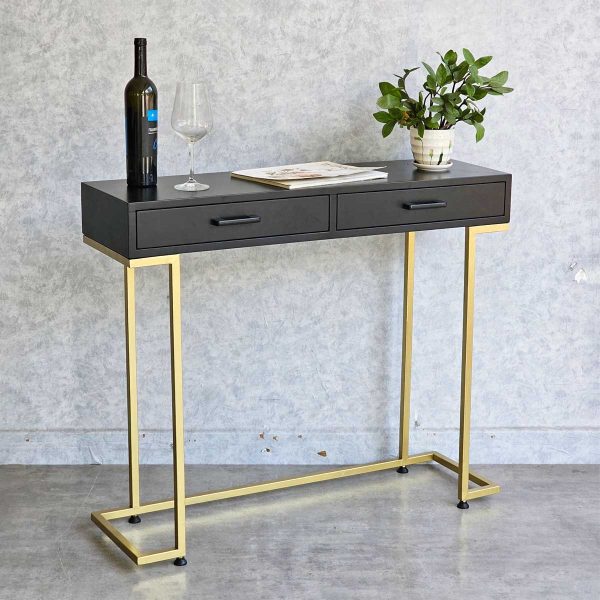 Bàn Console 100x30x85cm gỗ cao su chân sắt CST079