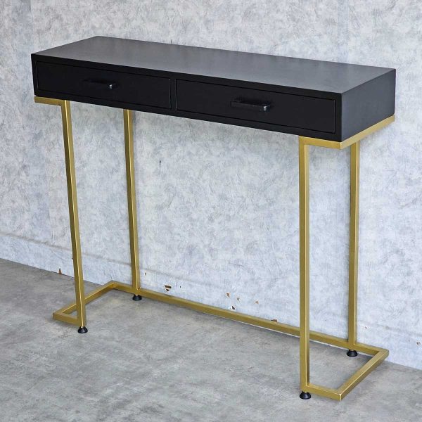 Bàn Console 100x30x85cm gỗ cao su chân sắt CST079