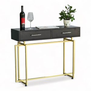 Bàn console có ngăn kéo 100x30x81cm gỗ cao su khung sắt CST074