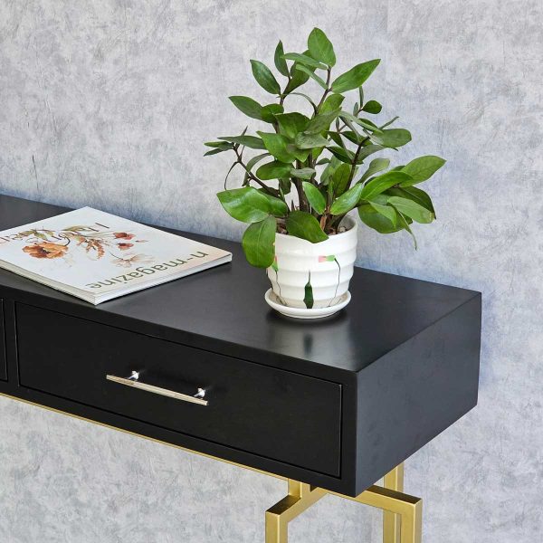 Bàn console có ngăn kéo 100x30x82cm gỗ cao su khung sắt CST074