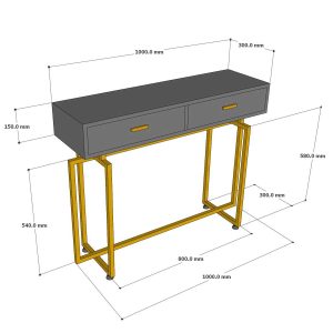 Bàn console có ngăn kéo 100x30x82cm gỗ cao su khung sắt CST074