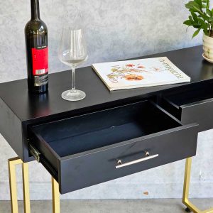 Bàn console có ngăn kéo 100x30x82cm gỗ cao su khung sắt CST074