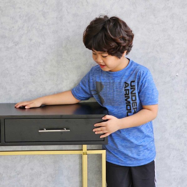 Bàn console có ngăn kéo 100x30x82cm gỗ cao su khung sắt CST074