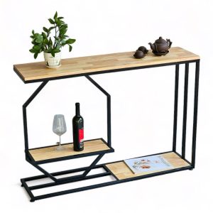 Bàn console 120x30x82cm gỗ cao su khung sắt CST073