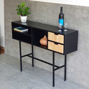 Bàn console 120x30x85cm gỗ cao su chân sắt CST060