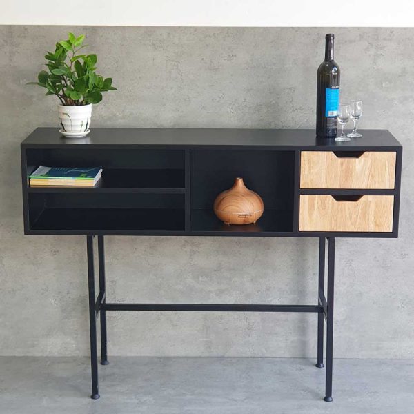 Bàn console 120x30x85cm gỗ cao su chân sắt CST060