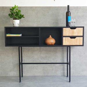 Bàn console 120x30x85cm gỗ cao su chân sắt CST060