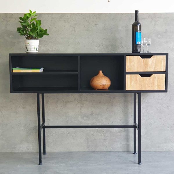 Bàn console 120x30x85cm gỗ cao su chân sắt CST060