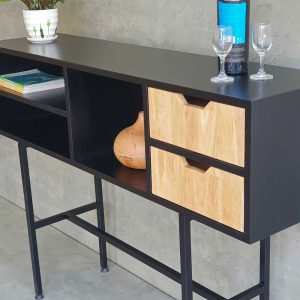 Bàn console 120x30x85cm gỗ cao su chân sắt CST060