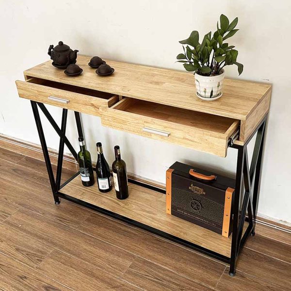 Bàn console XAPO khung sắt mặt gỗ CST047