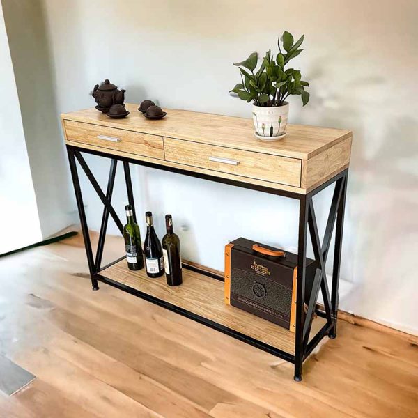 Bàn console XAPO khung sắt mặt gỗ CST047