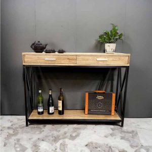 Bàn console XAPO khung sắt mặt gỗ CST047