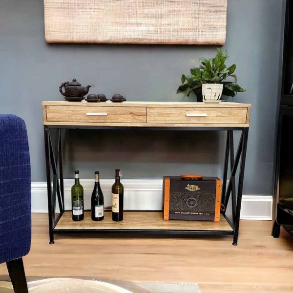 Bàn console XAPO khung sắt mặt gỗ CST047