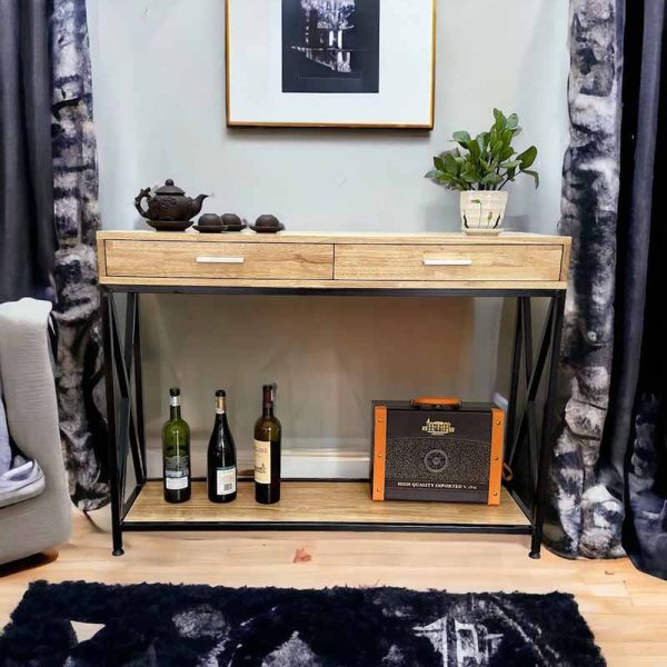 Bàn console XAPO khung sắt mặt gỗ CST047