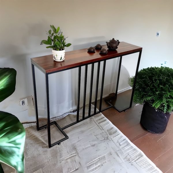 Bàn console, bàn trang trí gỗ tràm chân sắt CST046