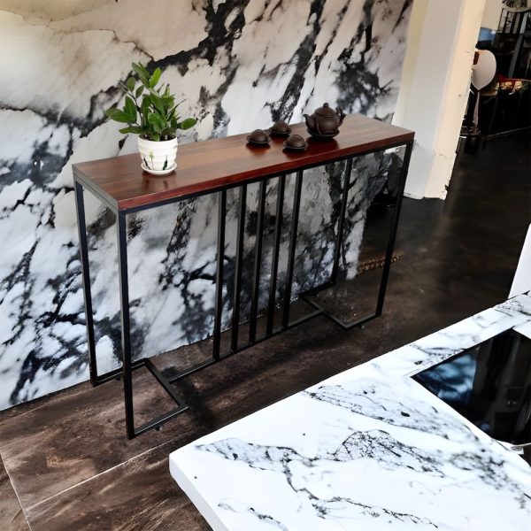 Bàn console, bàn trang trí gỗ tràm chân sắt CST046