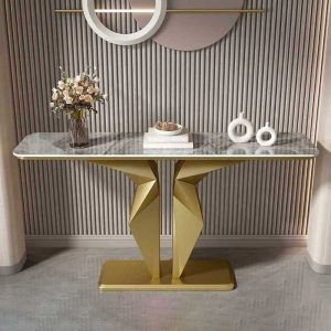 Bàn console 120x30x85cm mặt đá ceramic chân sắt CST091