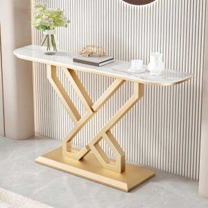 Bàn console 120x30x85cm mặt đá ceramic chân sắt CST081