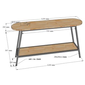 Bàn console 120x30x85cm gỗ cao su chân sắt CST061