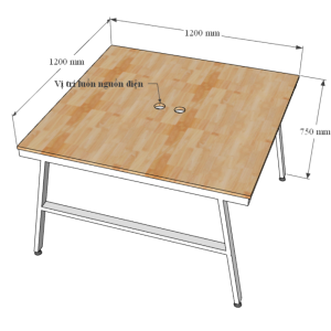 HBAC014 - Bàn cụm 2 120x120 AConcept chân sắt lắp ráp