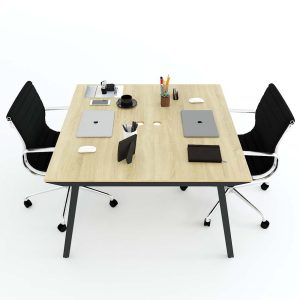Bàn cụm 2 120x120cm gỗ Plywood hệ PLY chân lắp ráp HBPL011