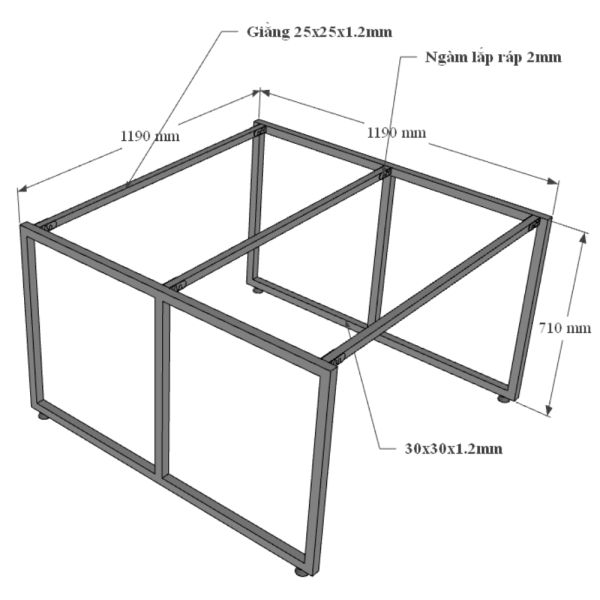 Bàn cụm 2 120x120cm gỗ cao su hệ Minimal HBMN011