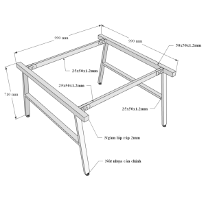 Bàn cụm 2 100x100cm gỗ Plywood phủ melamin chân sắt Aconcept HBAC051