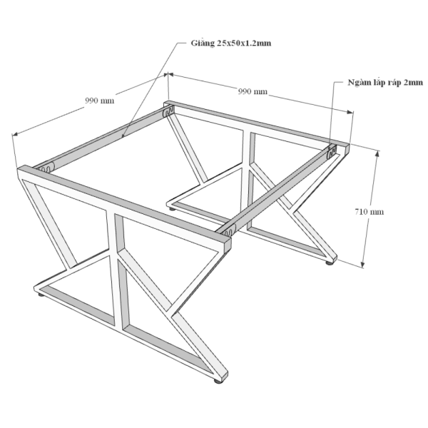 Bàn cụm 2 100x100cm gỗ Plywood phủ melamin chân sắt Kconcept HBKC044