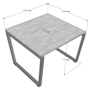 Bàn cụm 2 120x120cm gỗ Plywood phủ melamin chân sắt Trapeze HBTC035