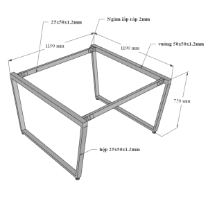 Bàn cụm 2 120x120cm gỗ Plywood phủ melamin chân sắt Trapeze HBTC035
