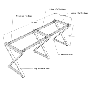 Bàn cụm 2 200x50cm gỗ Plywood phủ melamin chân Xconcept HBXC033