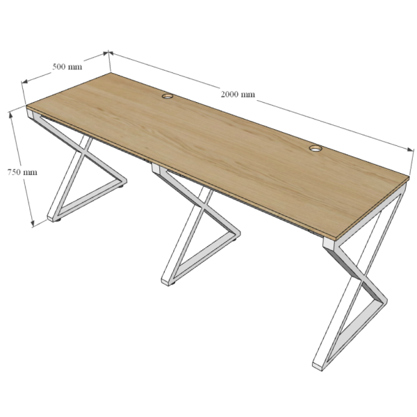 Bàn cụm 2 200x50cm gỗ Plywood phủ melamin chân Xconcept HBXC033