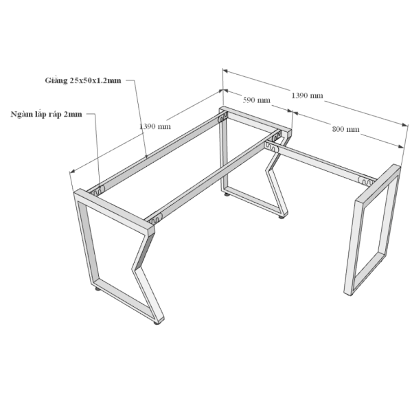 HBMC027 - Bàn cụm 2 góc L nối tiếp MConcept