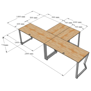 HBMC027 - Bàn cụm 2 góc L nối tiếp MConcept