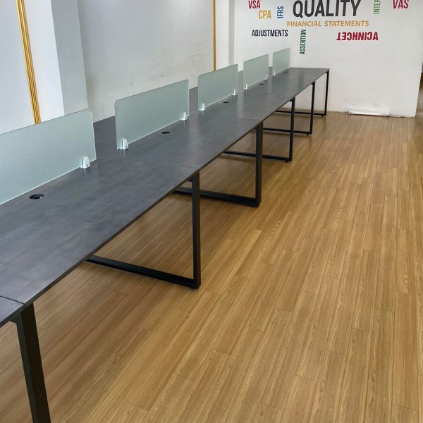 Bàn cụm 6 người 120x360cm hệ RECTANG chân sắt lắp ráp