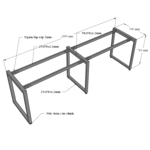 Bàn cụm 2 song song Rectang Concept 60x240cm HBRT026