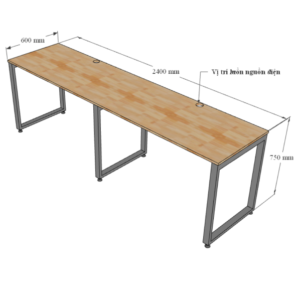 Bàn cụm 2 song song Rectang Concept 60x240cm HBRT026