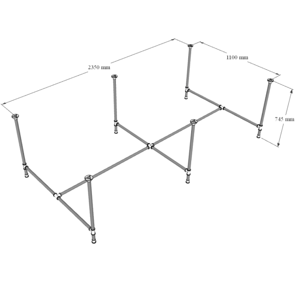 HBON007 - Bàn cụm 4 240x120 hệ Pipe Concept lắp ráp