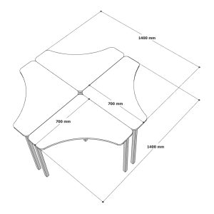Bàn làm việc cụm 4 gỗ cao su chân sắt BCVP002