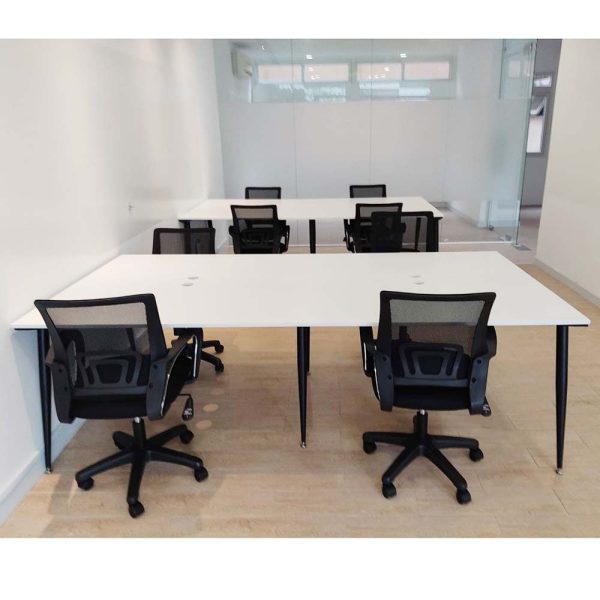 Bàn cụm 4 chỗ 120x240cm hệ CONE chân sắt lắp ráp