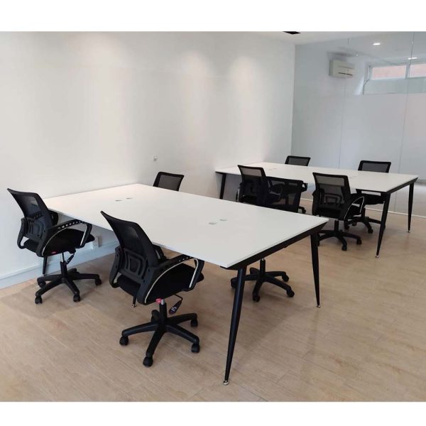 Bàn cụm 4 chỗ 120x240cm hệ CONE chân sắt lắp ráp