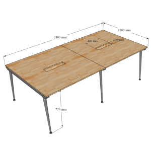 Bàn cụm 4 chỗ 120x240cm hệ CONE chân sắt lắp ráp
