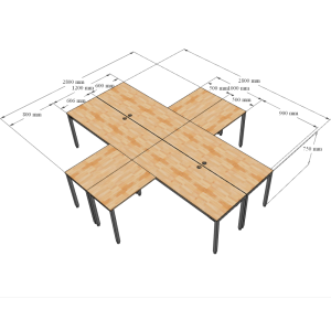 Bàn cụm 4 góc chữ L nối tiếp UConcept