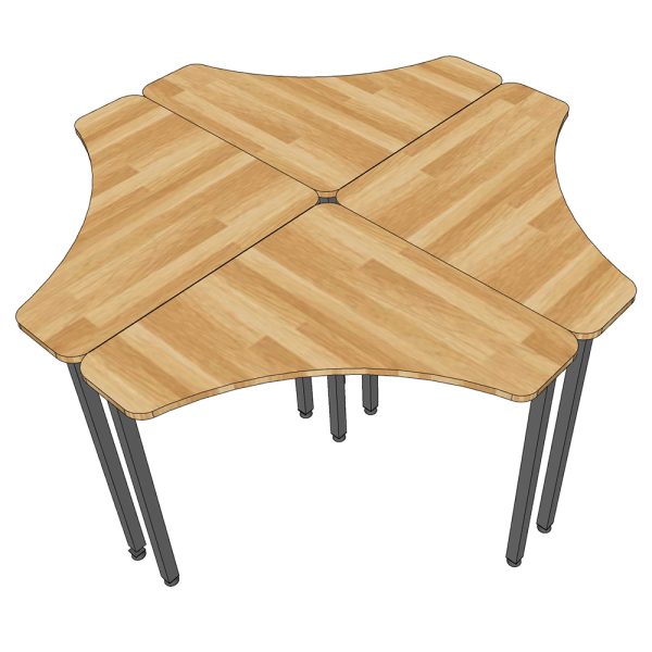 Cụm 4 bàn tam giác 70x70cm gỗ cao su chân sắt HBLG034