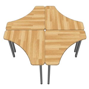Bàn làm việc cụm 4 gỗ cao su chân sắt BCVP002
